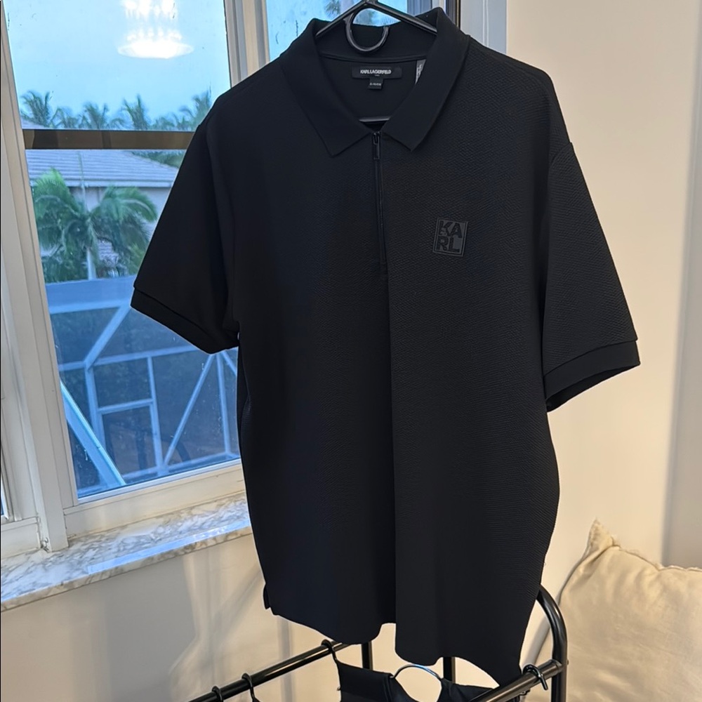 Karl Lagerfeld Black Polo Shirt Classic Design